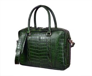 Premium Green Leather Laptop Bag