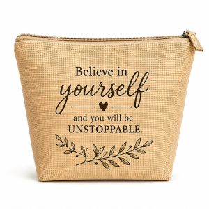 Stylish Jute Zipper Pouch Bag