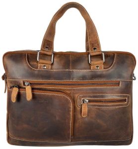 Zipper Leather Laptop Carry Bag