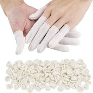 White Antistatic Rubber Finger Cots