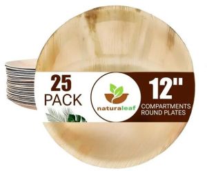 12 Inch 4 Compartment Round Areca Leaf Plates