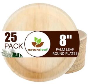 8 Inch Plain Round Areca Leaf Plates