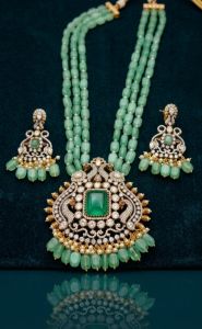 3 Layered Green Mala Necklace Set