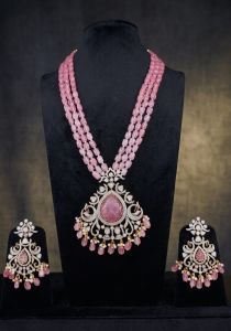 3 Layered Pink Mala Necklace Set