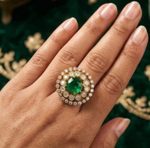 American Diamond Halo Statement Ring