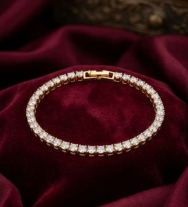 Gold Plated Brass American Diamond Tennis Bracelet