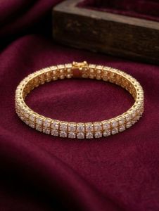 Gold Plated Brass Double Row Tennis Bracelet