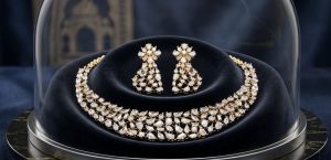Gold Plated Studded American Diamond Necklace Set
