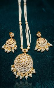 Multi Strand White Moti Pearl Necklace Set