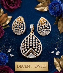 Pear Shaped American Diamond Pendant Set