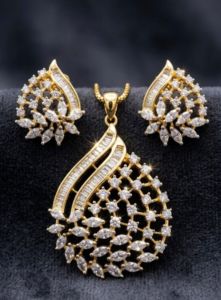 Studded American Diamond Pendent Set