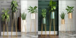 Golden Metal Planter Stand