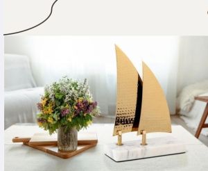 Golden Sail Boat Table Decor