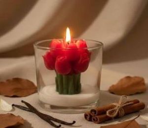 Tulip Bouquet Glass Candle