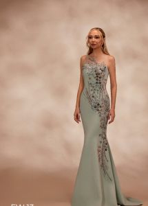 Green Mermaid Hand-Worked Dress / Gown