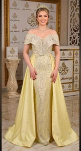 Premium Yellow off-shoulder Gown