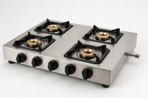 Forged Four Brass Burner Gas Stove⁬ With Heavy Cast Iron Support