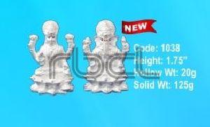 1038 Sterling Silver Laxmi Ganesh Statue