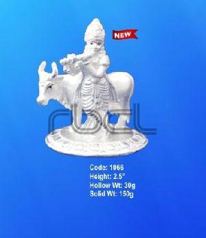 1066 Sterling Silver Cow Krishna Statue