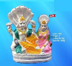 1552 Sterling Silver Vishnu Laxmi Statue