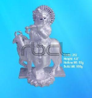 213 Sterling Silver Cow Krishna Statue