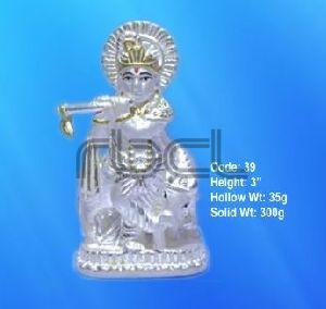 39 Sterling Silver Cow Krishna Statue