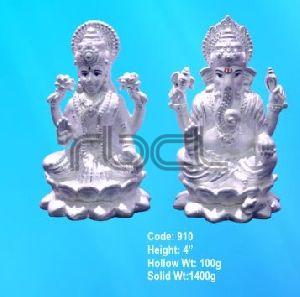 910 Sterling Silver Laxmi Ganesh Statue