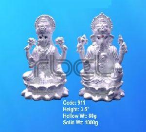 911 Sterling Silver Laxmi Ganesh Statue