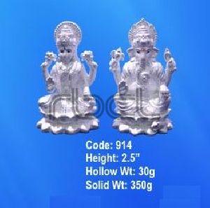 914 Sterling Silver Laxmi Ganesh Statue