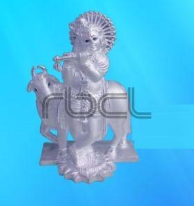 999 Silver Cow Krishna Statue