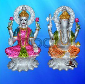 999 Silver Laxmi Ganesh Statue