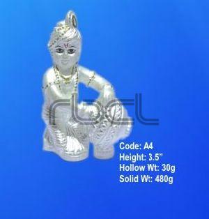 A4 Sterling Silver Makhan Chor Statue