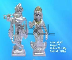 A8,A7 Sterling Silver Radha Krishna Statue