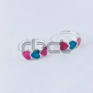 Enamel Three Heart Toe Ring