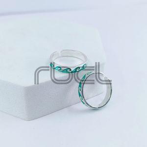 Enamel Green Peacock Toe Ring