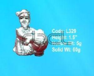 L329 Sterling Silver Makhan Chor Statue