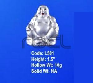 L501 Sterling Silver Laughing Buddha Statue