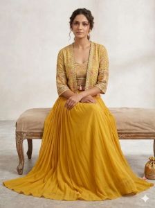Party Wear Yellow Lehenga Choli Set