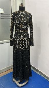 Black Full Length Beaded Cocktail Gown