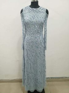 Light Blue Embellished Evening Gown