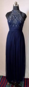 Navy Blue Embellished Maxi Gown
