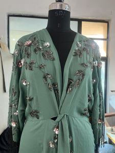 Sage Green Embellished Long Dress