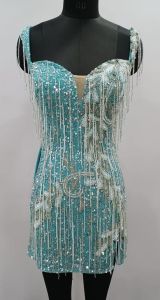 Turquoise Heavy Sequin Mini Dress