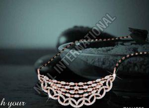 Bridal Diamond Pendant with Black Beeds Chain