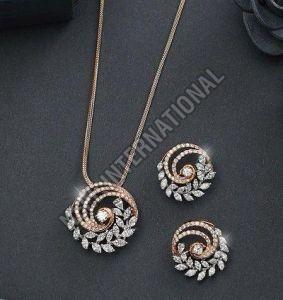 Certified Diamond Pendant Chain Set