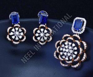 Diamond Stud Earring with Pendent