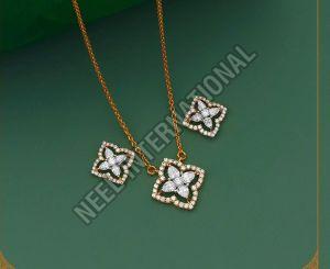 Diamond Pendant Chain Set