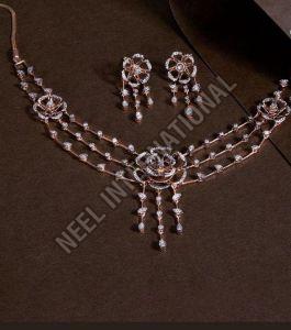 Rose Gold Diamond Necklace Set
