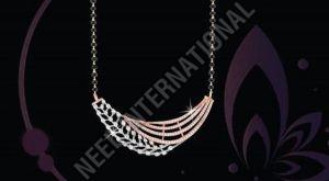 Solitaire Diamond Pendant with Black Beeds Chain