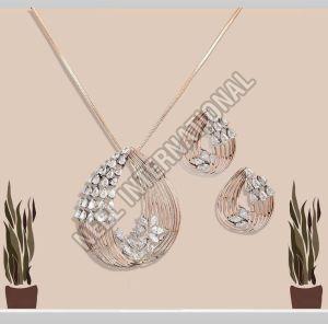 Solitaire Diamond Pendant Earring Set
